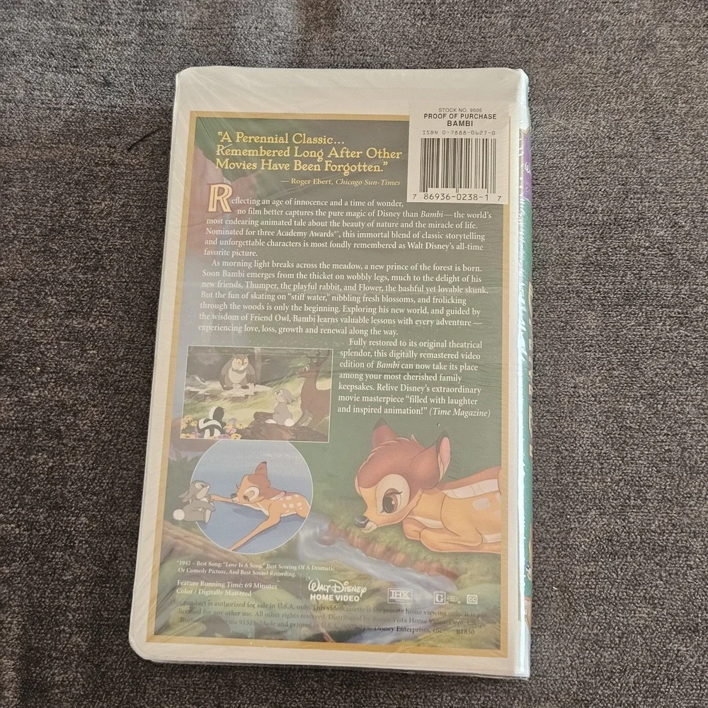 Bambi VHS Tape Sealed 55th Anniversary Masterpiece Collection New Disney Vintage